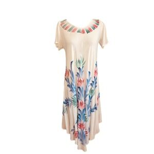 NWT Seven Islands Coastal White Floral Sz S BEACH COVER UP Short Sleeve